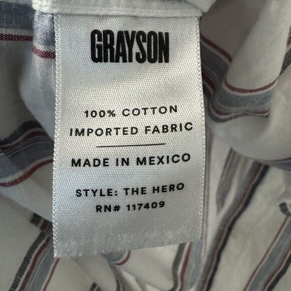 Frank & Eileen Grayson The Hero Button Up Shirt IDA White Blue Stripes Size 4 - Picture 5 of 7